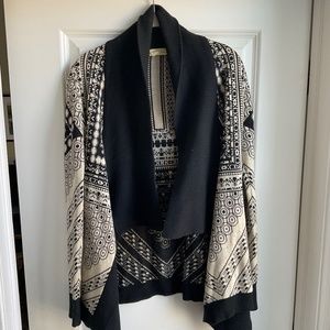 Black and white patterned cardigan sweater